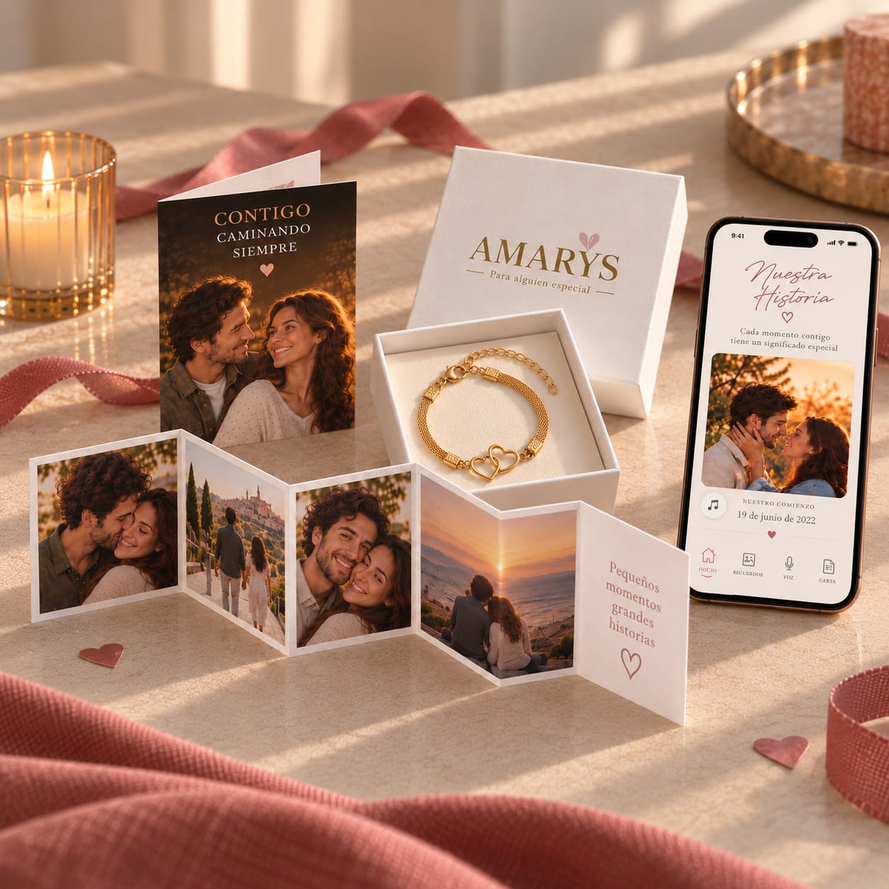 Experiencia AMARYS con joya, tarjeta, dedicatoria digital y miniálbum
